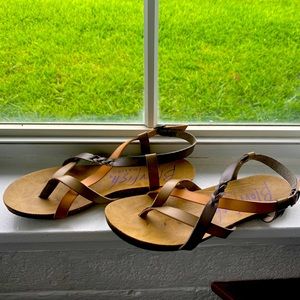 Multi-color Strappy Sandals earth tones